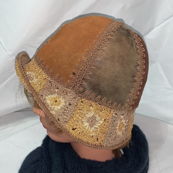 PATCHWORK Leather, Suede and animal hair with woven  brim Hat - Picture 2 of 5